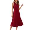 Women's Lace-up High-waisted Pleated Ball Dress Sleeveless Summer Dress Casual Holiday Dress
