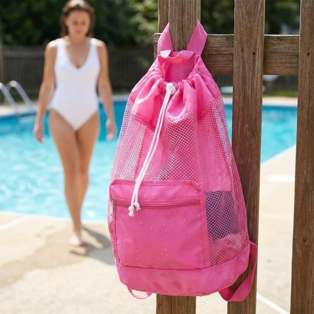 Washable Material Beach Storage Bag Large Mesh Shell Toy Bag Outdoor Beach