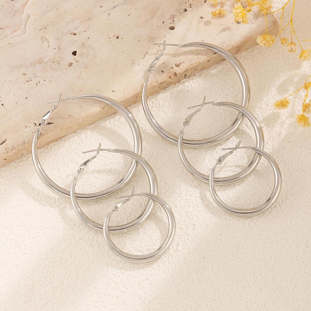Elegant Large and Small Hoop Earrings Beautiful Hoop Earrings Mix Sizes Elegant Round Ear Decoration for Parties Dates