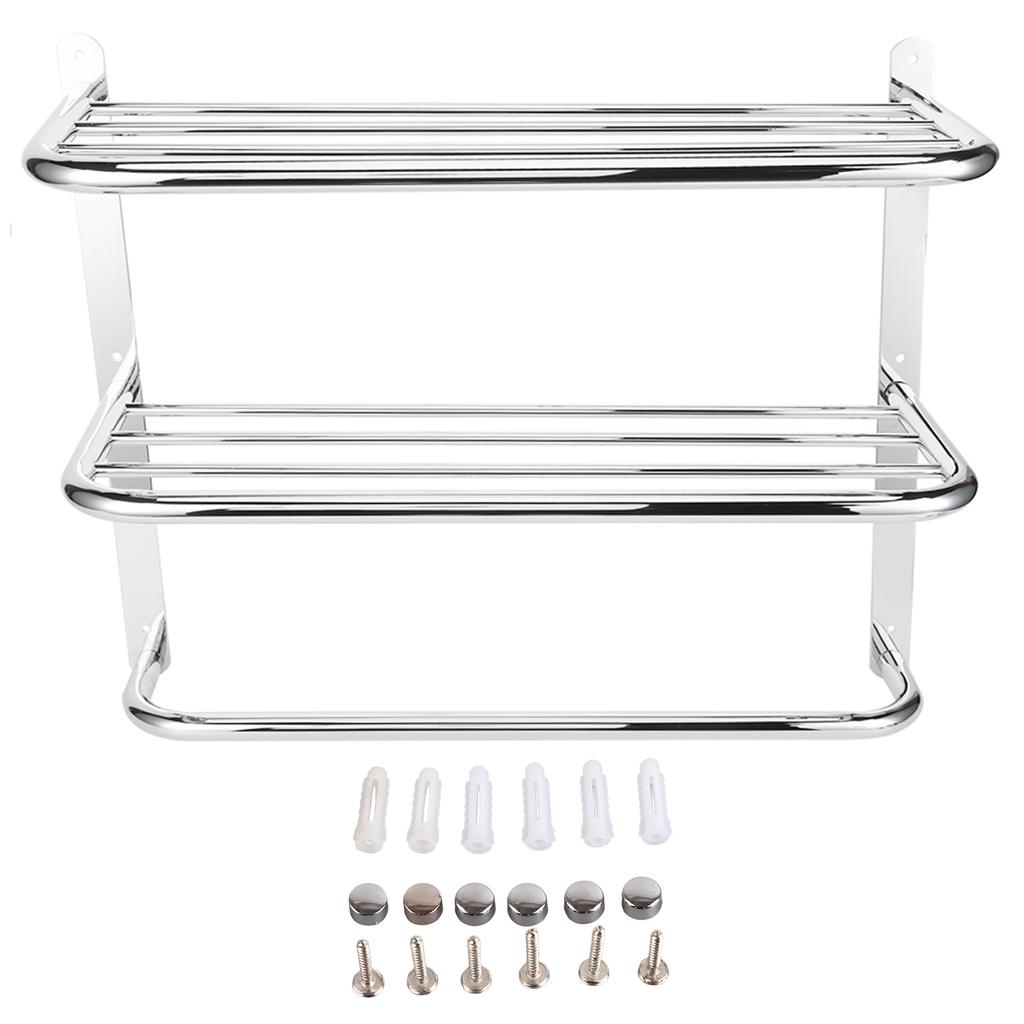 Bathroom Shelf 3?Tier Wall Mounting Rack with Towel Bars for Toilet Kitchen Living Room