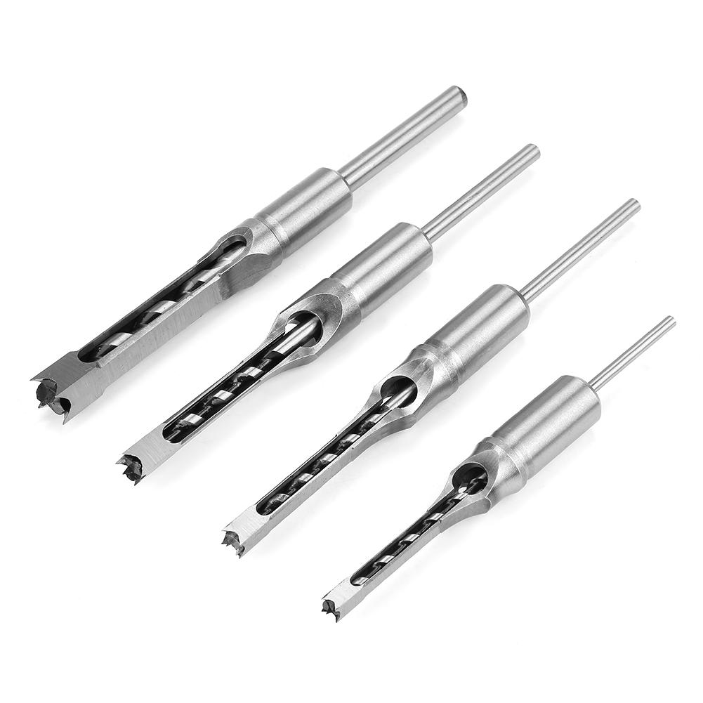 SquaRe hole Saw Auger Drill Bit Mortising Chisel Woodworking Tool (4pcs)