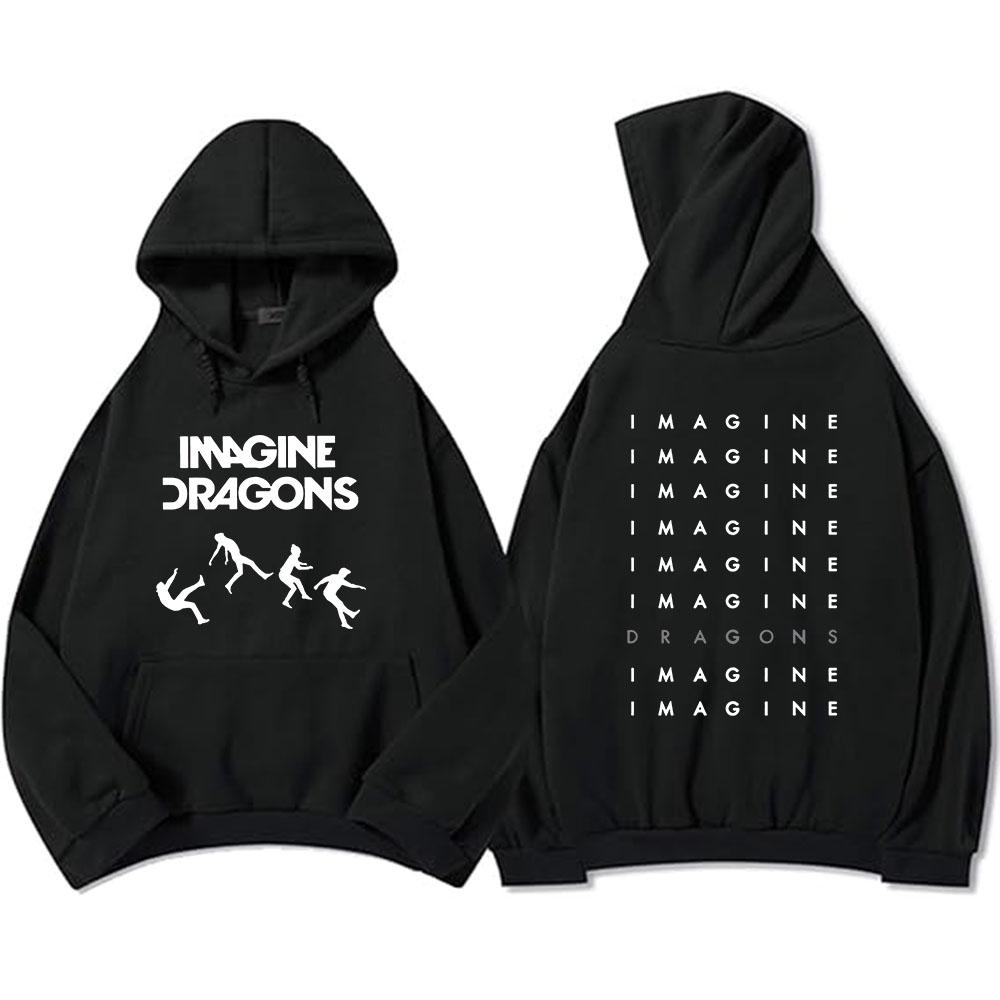 Уличная одежда Унисекс Loom Tour 2026 Imagine Dragons Свитшоты с длинным рукавом Зимние Свободного кроя С капюшоном Карман Одежда для женщин и мужчин