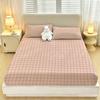 3PCS Light Pink Brown Fine Striped Bedding set fitted sheet without Core, Soft Bedding for Bedroom Decoration