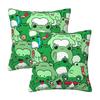 Crowded Cute Frog Pattern 2 Pcs Square Pillowcase Pillow Cover Cushion Zip Decorative Comfort Throw Pillow For Home Car