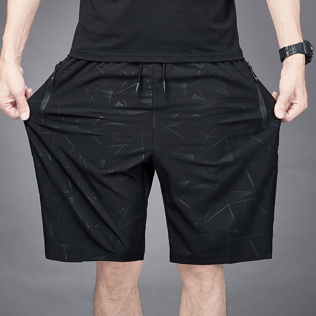 Men's Casual Summer Elastic Waist Shorts Ice Silk Quick Drying Fashion Printed Shorts Men's Large Size Sports Beach Shorts