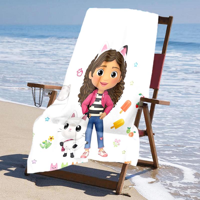 Ultra-Soft Beach Towel with Gabby's Dollhouse Theme,Ideal for Pool - Camping, Diving - Perfect Travel Essential, Vibrant Beach Towel.