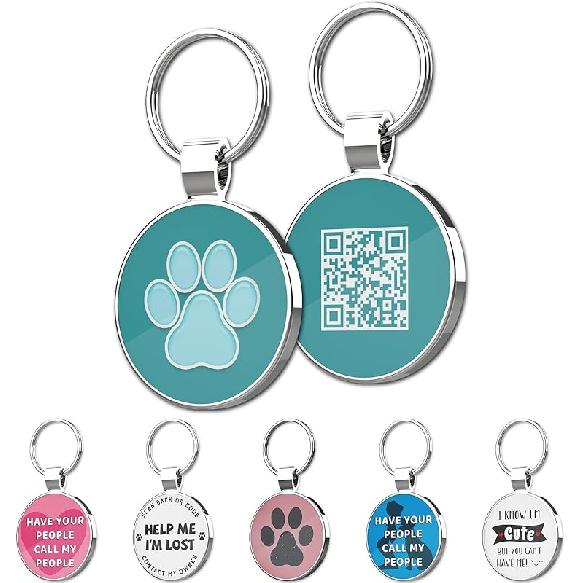 MYLUCKYTAG QR Code Pet ID | Personalized Dog & Cat Collar Tag | Online Profile with tant Scanned Location Alert Email