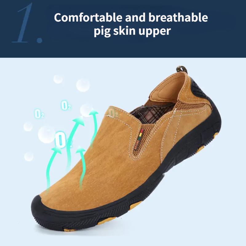 Plus Size 39-48 Men Genuine Leather Casual Shoes Comfortable Soft Sole Anti Slip Daily Walking Driving Office Loafers for Daily Wear Business
