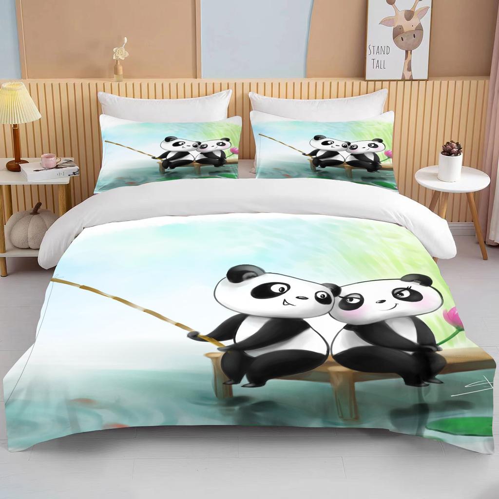 10 размеров Комплект постельного белья CutePanda из 3 предметов, двуспальная кровать размера «king size», комплект постельного белья из микрофибры или полиэстера, комплект постельного белья для спальни
