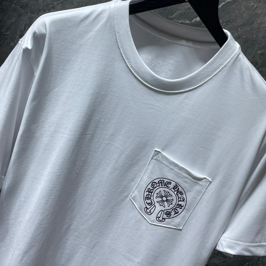 8555 CHROME HEARTS 2025 Лето Новая Высококачественный Хлопок Круглый Вырез Свободный Большой Размер Мужская и Женская Футболка Парная Футболка