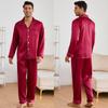 Yaoting Men's Silk Pajama Set - Red Long-Sleeve, Perfect for Weddings, Spring, and Autumn