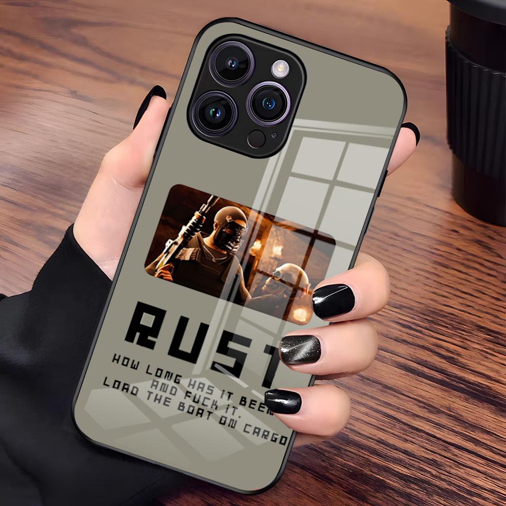 Чехол для телефона RUST Game для iPhone 17 Pro Max 15 Pro 16 14 Plus 12 13 Mini 11 Pro Ударопрочный стеклянный чехол