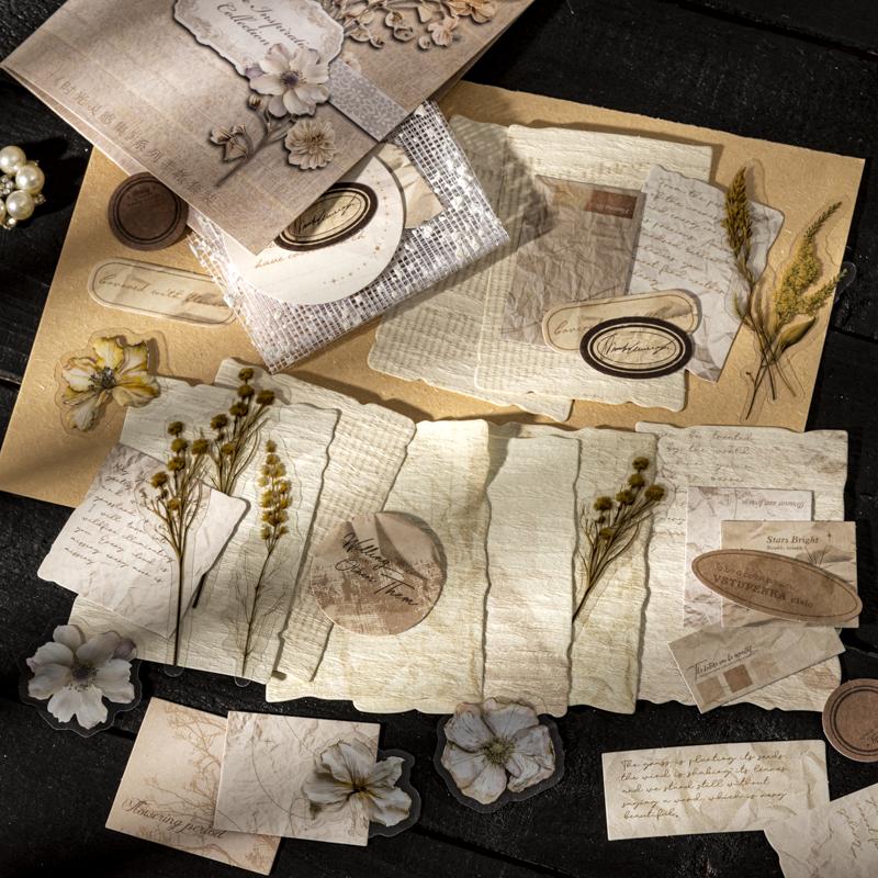 Journal GO 60pcs Vintage Collage Junk Journal Material Pack for Scrapbooking Supplies Planner Photo Frame Decoraiton Materials
