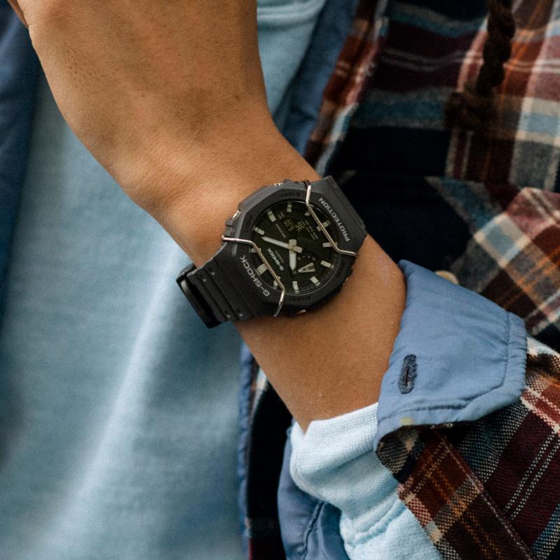 Casio Мужские часы Casio G-SHOCK Серия 48 мм с двойным дисплеем (жидкокристаллический/аналоговый) Серые GA-2100PTS-8APR