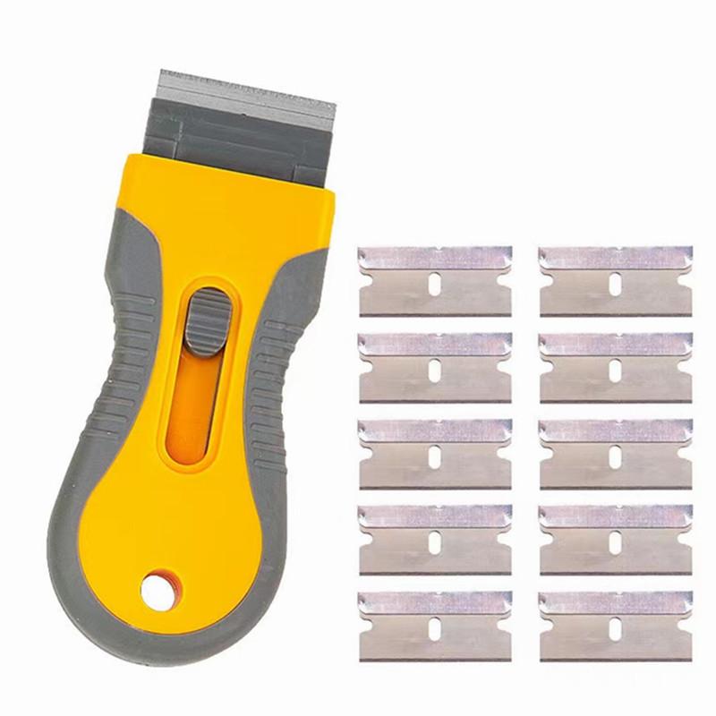 Glue Removal Blade Glass Oven Razor Scraper Food-safe Plastic Handle Razor Scraper Spatula Car Film Tool Window Cleaning Blade Scraper