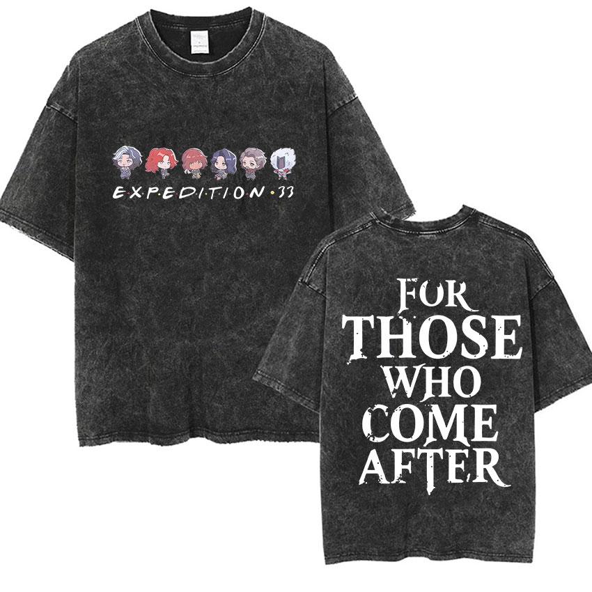 Game Clair Obscur Expedition Vintage Washed T Shirt Men Women Otaku Lover Cosplay Tshirt Man Casual Funny Oversized Tshirts