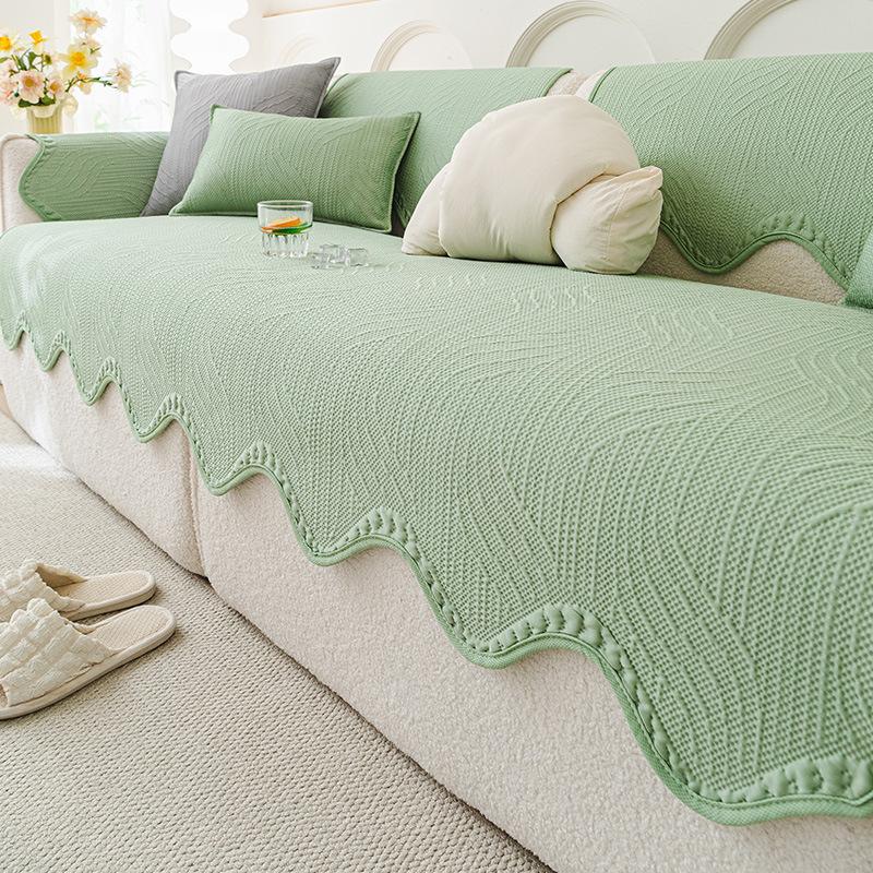Summer Mat, Summer Fixed Non-Slip Seat Cushion, One-Piece Special-Shaped Sofa Cover, Straight Row Ice Silk Sofa Cushion