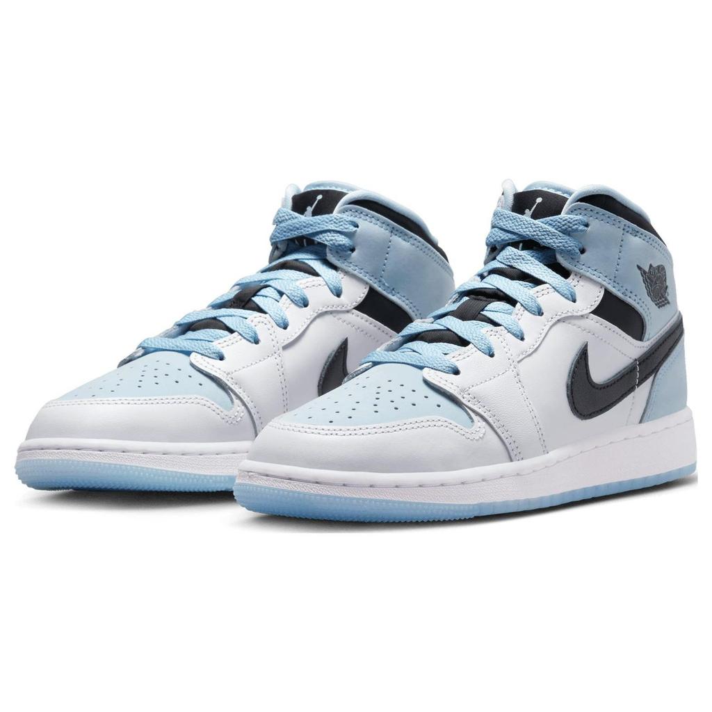 Детские кроссовки Air Jordan 1 Mid SE GS White Ice Blue черные DV1337-104