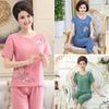 Women Summer Short Sleeved Suits Flower Printing Plus Size Pajamas Nightwear