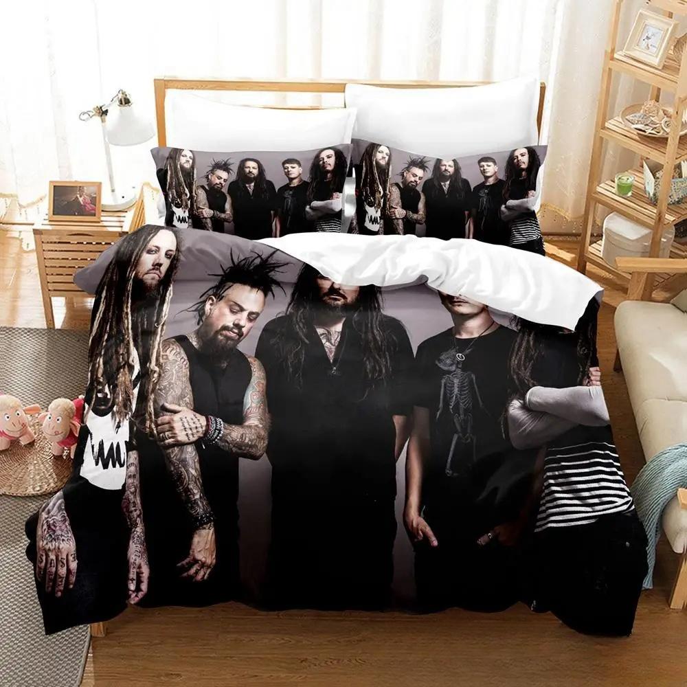 3D Печать Коллекция Постельного Белья Рок-Группы Korn Пододеяльник Коллекция Постельного Белья Чехол для Одеяла Наволочка Одеяло Размер King Queen Постельное Белье для Мальчиков и Взрослых