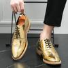 Mens Shoe Gold Patent Leather Luxury Fashion Groom Dress Wedding Shoes for Men Designer Italian Style Oxford Shoes Free Shipping