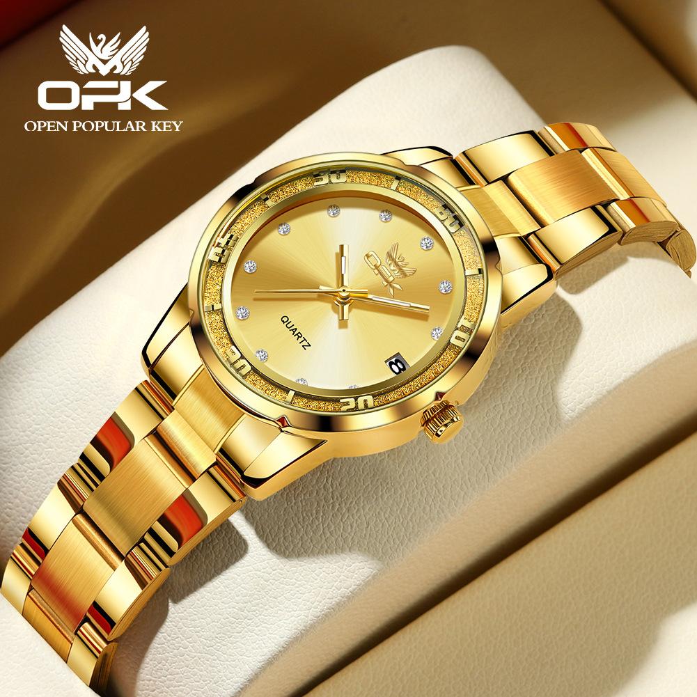 OPK Fashion Luxury Quartz Watch For Women Zircon Scales Ladies Waterproof Luminous Calendar Women's Watches
