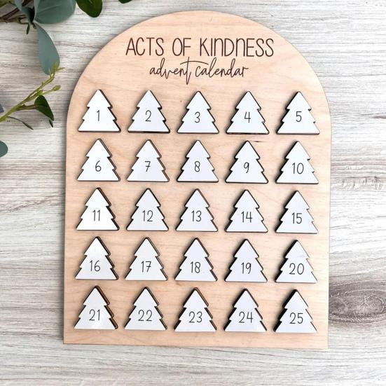 Деревянный рождественский адвент-календарь Акты доброты Адвент-календарь Рождественская елка 25