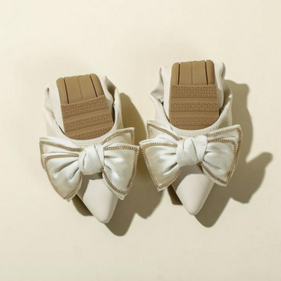 Женские осенние туфли-шлепанцы 2025 года на массивном каблуке с квадратным носком, украшенные жемчугом и с мягкой подошвой для ношения на улице