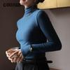 Autumn and Winter Women's Bottoming Shirt Half-high Neck Mid-neck Padded Inner Slim Solid Color Bottoming Clothes Black Tight Long-sleeved Blouse