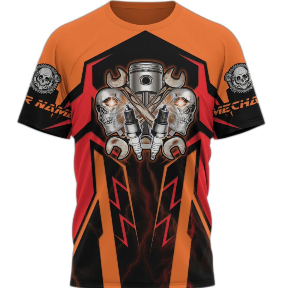 Летняя Модная Мужская Футболка Персонализированная Механик 3D Печать Короткий Рукав Модная Удобная Большого Размера Футболка