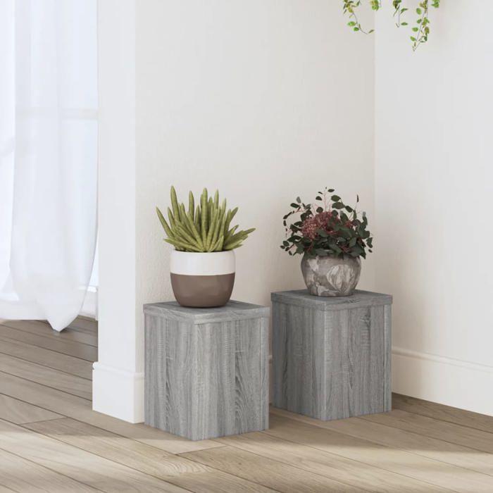VidaXL Plant Stands 2 Pcs Sonoma Grey Engineered Wood, Flower Stand, Pot Stand, Plant Support 852893