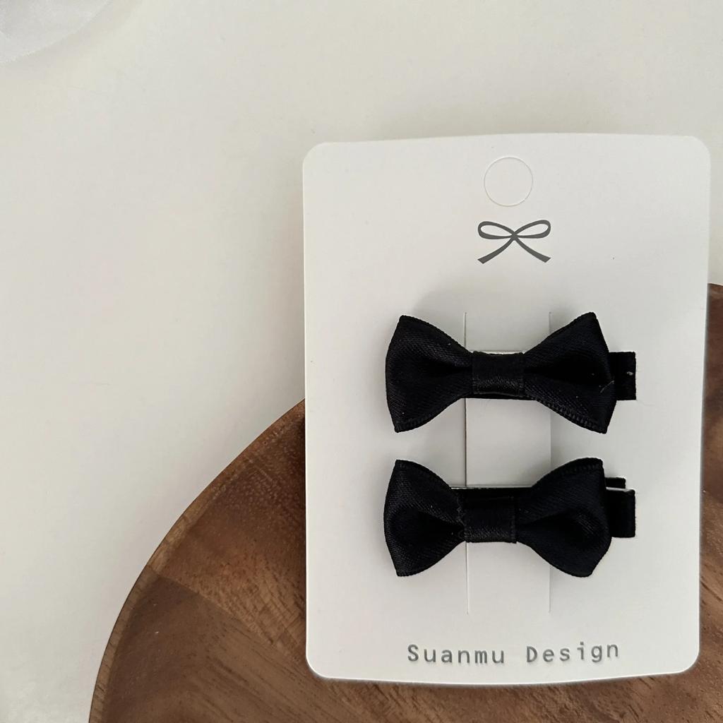 2 шт./комплект, детская корейская мода, принцесса, бант, заколка для волос, простые, белого и черного цвета, заколки для детей, милый головной убор с зажимом BB