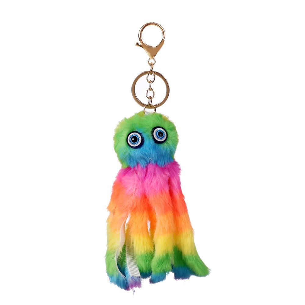 Брелок-подвеска в виде осьминога с искусственными волосами в виде осьминога, цветная игрушка для куклы, автомобиля, сумки