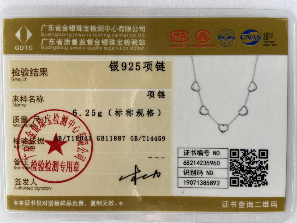 925 Sterling Silver Heart Necklace Fashion Jewelry