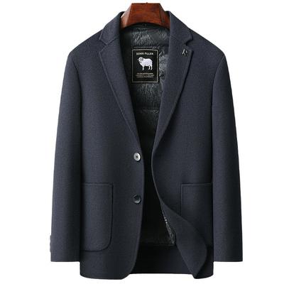 Осенне-зимний новый деловой повседневный двусторонний шерстяной костюм с подкладкой из гусиного пуха для мужчин