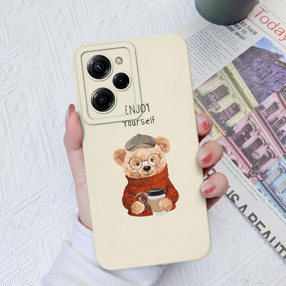 Чехол для телефона Xiaomi Poco M4 Pro X3 X4 X5 Pro C40 C50 C55 M3 с милым медведем, мягкий жидкий силикон, противоударный матовый чехол для бампера Xiaomi Poco