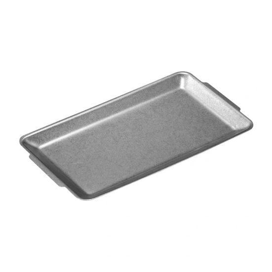 Vintage Stainless Steel Rectangular Tray Retro Industrial BBQ Platter with Double Handles Large Heavy Duty Serving Dish for Home