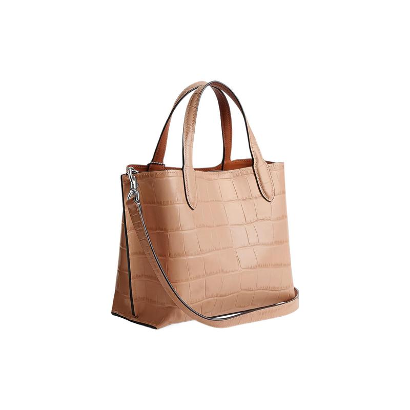 COACH handbag Willow 24 solid color twist-button zipper compartment crocodile embossed leather bucket bag tote bag tote bag shopping bag crossbody