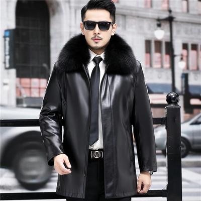 Кожаная куртка большого размера для людей среднего и пожилого возраста, средний и длинный наряд для папы