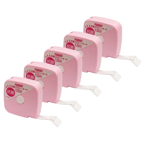 Promart Antibacterial Tape Measure, Auto-Stop Type, Pink, KA-15P, Set of 5