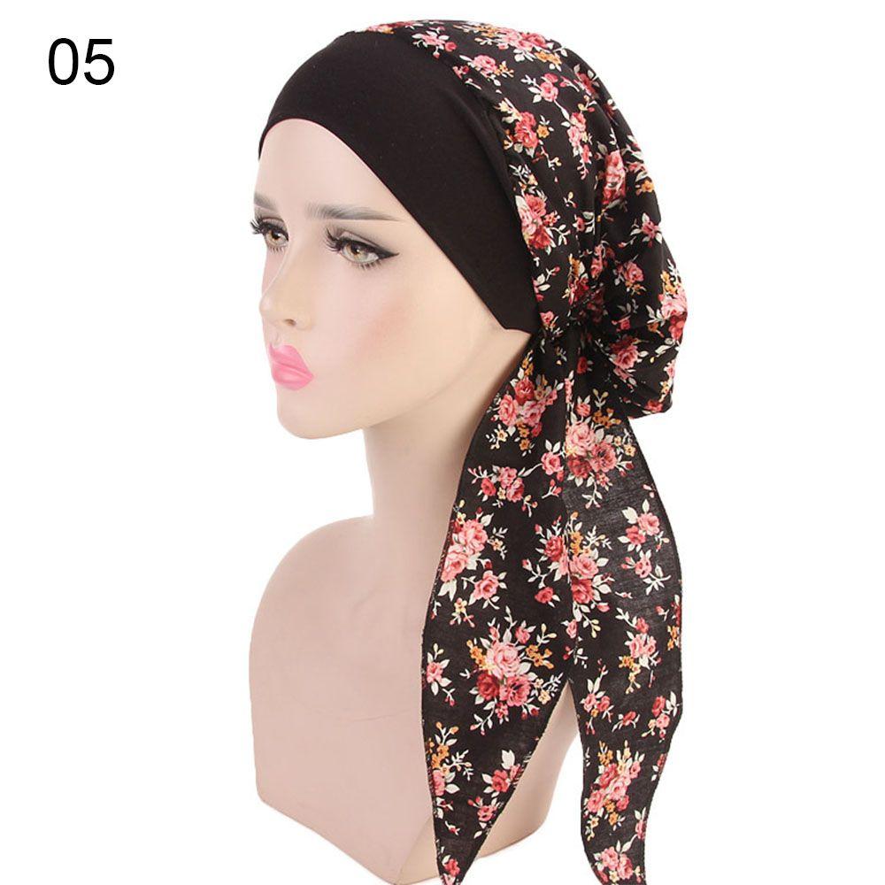 Fashion Pre-Tied Elastic Headwear Muslim Turban Chemo Pirate Cap Hair Loss Hat Cancer Head Scarf