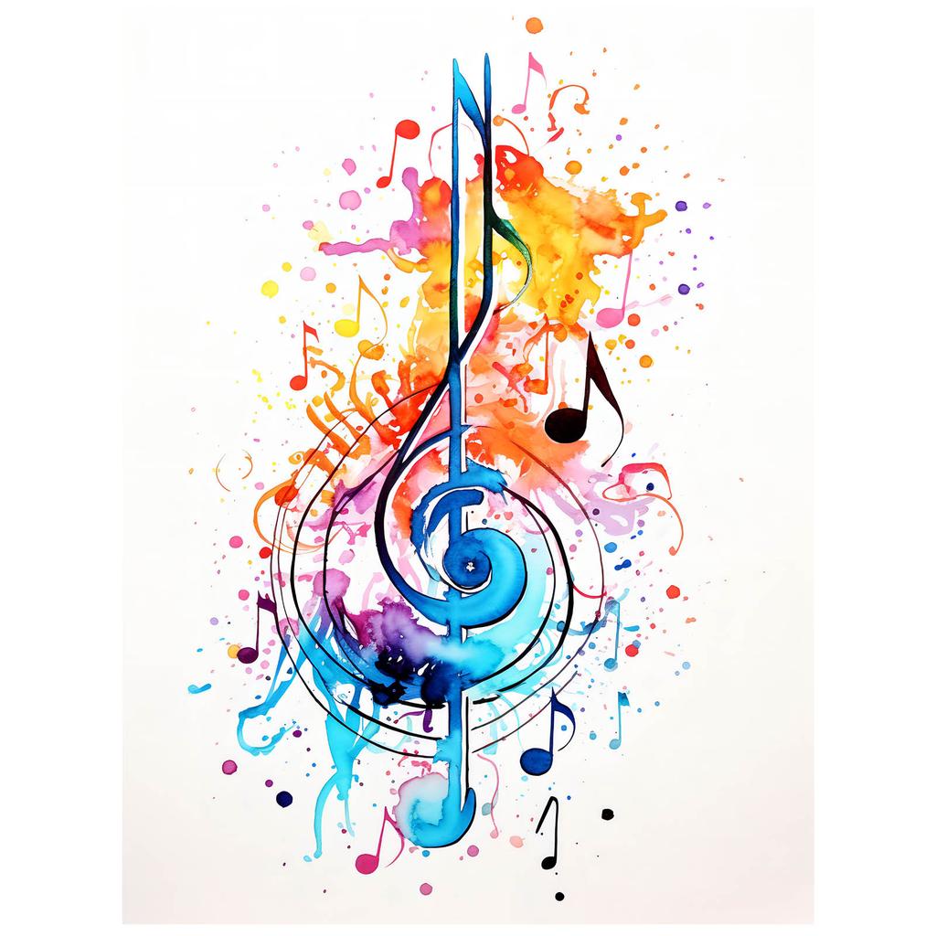 Colorful Treble Clef Colorful Treble Clef, 70X100 Cm, Gold Aluminum Frame, 230 Gsm Matte Paper