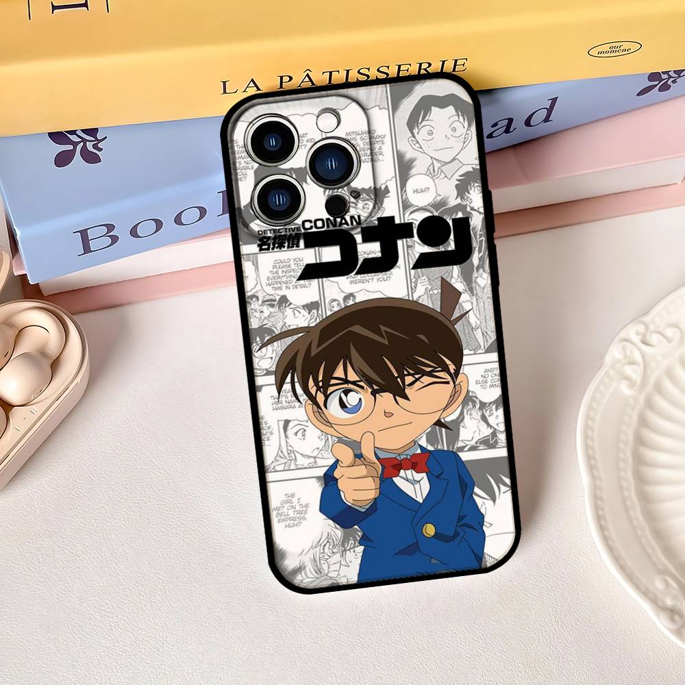 Чехол для телефона D-Detective C-Conan Для IPhone 1716 15 14 13 Pro Max 11 12 Mini X Xs XR Черный Силиконовый Чехол