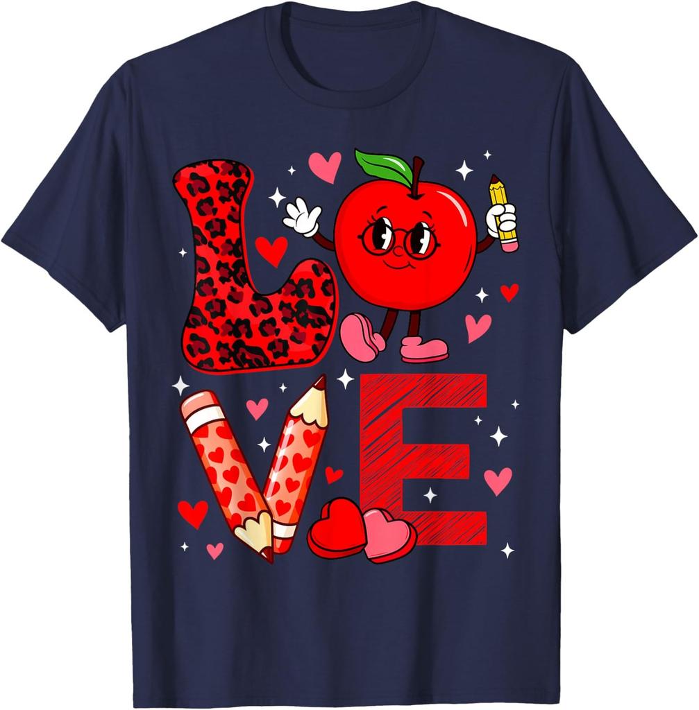 Funny Love Valentine Cute Heart Leopard Teacher Unisex T-Shirt
