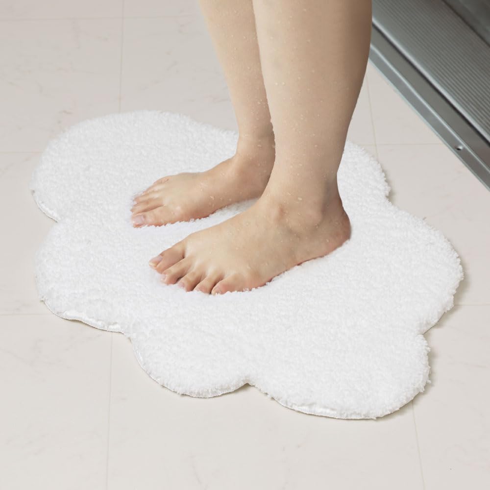 &NE Cloud Microfiber Bath Mat NHZ-119-WH, White, 60 x 43 cm, Made in Japan
