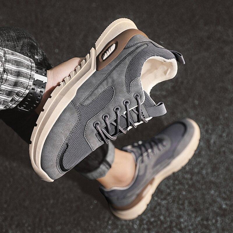 Мужская повседневная обувь, новые серые кроссовки на шнуровке, уличная легкая рабочая обувь, мужская прогулочная вулканизированная спортивная обувь Zapatillas