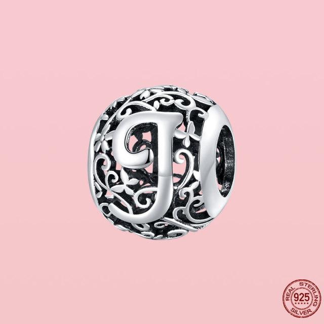 Новое поступление 925 пробы серебряный кулон круглой формы с буквами от A до Z подвески бусины подходят оригинальный браслет ожерелье ювелирные изделия