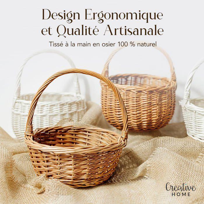 Creative Home Petit Panier de Pâques en Osier | 22 x 22 x 26 cm (+-- 2 cm) | Panier avec anse | Tissé à la main | Panier fruits