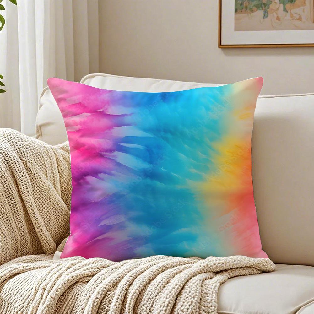 Tie-Dye Colorful Pattern Pillow Case Double-Sided Plush Sofa Cushion Covers Organic Breathable Invisible Zipper