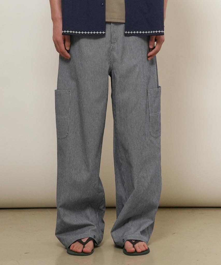 GENERALIDEA Man Side Pocket Striped Pants [Navy] / Gf1Mpt014